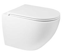 OLTENS Hamnes, inodoro de pared con descarga profunda, modelo PureRim, 35,5 x 52 cm, juego que incluye el asiento de inodoro Ovan Slim con tecnología SmartClean
