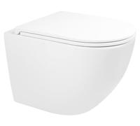 OLTENS Hamnes, inodoro de pared con descarga profunda, modelo PureRim, 35,5 x 52 cm, juego que incluye el asiento de inodoro Ovan Slim con sistema SmartClean