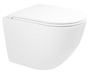 OLTENS Hamnes, inodoro de pared con descarga profunda, modelo PureRim, 35,5 x 52 cm, juego que incluye el asiento de inodoro Ovan Slim con sistema SmartClean