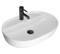 OLTENS Hamnes, lavabo oval de encimera, delgado, 62 x 42 cm, con orificio para grifo