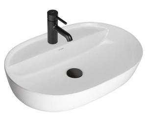 OLTENS Hamnes, lavabo oval de encimera, delgado, 62 x 42 cm, con orificio para grifo