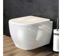 OLTENS Inodoro de pared con descarga profunda, modelo PureRim, 34,5 x 50 cm, juego que incluye el asiento de inodoro Slim