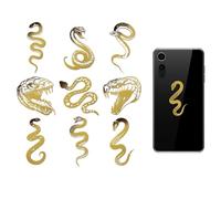 OLYCRAFT 9 pegatinas de metal con patrón de serpiente de 4 x 4 cm, calcomanías de metal dorado, autoadhesivas, calcomanías doradas para decorar álbumes de recortes, decoración de botellas de agua