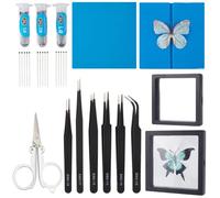 OLYCRAFT Juego de Herramientas para muestras de Insectos, Herramientas para muestras de Mariposas, Agujas de Insectos, Vitrina de Insectos, Pinzas, Tijeras, tablón de anuncios, colección de muestras