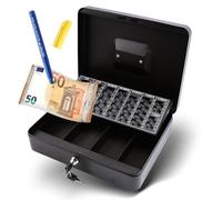 Olympia 6031 CB 770 Plus Caja de Caudales Incluido Genie Falschgeldprüfer (De con Revestimiento en Polvo Acero, Retráctil Asa, Con Contar, Candado Cilíndrico, 30 x 24 X 9CM), Negro