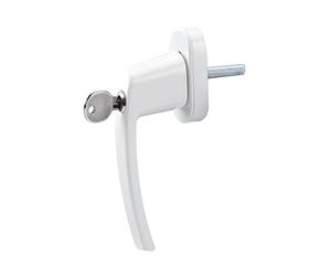 Olympia FGS 100 FGS100 - Tirador de Ventana con Cerradura con 2 Llaves Cada una, Cierre para Ventana con Cerradura, Cuadrado 7 x 7 mm, Longitud del Pasador de 35 mm, Metal Revestido, Color Blanco