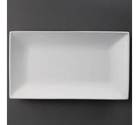 Olympia - Juego de 2 platos rectangulares de porcelana (310 x 180 mm), color blanco