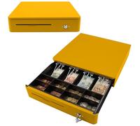 Olympia M 405 amarillo | Cajón para efectivo con 8 compartimentos para monedas y 4 compartimentos para billetes | robusta base de metal | caja registradora con cerradura y conector RJ11/RJ12