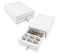 OLYMPIA Mini 208 Cajón de efectivo de metal completo | Base para caja registradora | Cajón con 6 monedas y 3 compartimentos para billetes | Conector RJ12 y cerradura