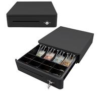 OLYMPIA S 330 Negro | Cajón de efectivo con 8 compartimentos para monedas y 4 para billetes | Cajón de efectivo robusto de construcción completa en metal | Caja registradora eléctrica con cerradura y