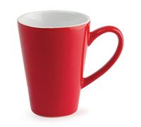 Olympia Tazas de café con leche, 340 ml, porcelana, café, espresso, leche, 12 unidades, color rojo