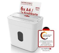 OLYMPIA Trituradora de Papel PS 53 CC Pro, Color Blanco, para Oficina en casa y Oficina, trituradora P-4, Corte en partículas 4 × 38 mm, 6 Hojas, trituradora de Papel de 15 L