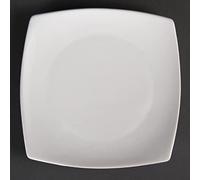 Olympia Whiteware - Placas de servicio cuadradas redondeadas de porcelana de 185 mm, 12 unidades
