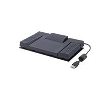 OM SYSTEM Pedal USB RS28N con 3 pedales para transcripción, control manos libres, compatible con software de dictado profesional, resistente y fácil configuración