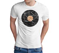 OM3® Vinyl Record Disc LP Camiseta | Hombre | Classic Retro Audio DJ Music | S - 5XL, Blanco, L