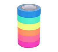 Omabeta Cinta de Tela Fluorescente, Cinta de Algodón Autoadhesiva Extraíble de 6 Colores, para Decoración de Marcado de Pisos en Interiores y Exteriores, Preparación de Etapas de