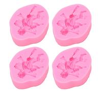 Omabeta Moldes de Silicona de ángel 3D, Molde para Hornear Reutilizable Resistente Al Calor para Chocolate, Caramelo, Rosa, 4 Uds.
