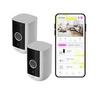OMAJIN by Netatmo, 2 x Cámara Seguridad Interior Exterior 2K inalámbrica, Visión 140°, IP65 Waterproof, 64 SD/Cloud, Detección Humana/Movimiento, batería 9600mAh, Audio bidireccional, OBU-2OWC