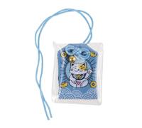 Omamori japonés - Diseño de Gato Maneki Neko - Amuleto con Amuleto Tradicional - 6 x 4 cm - Azul - Tela, plástico - Objeto Deco - Idea de Regalo Asia