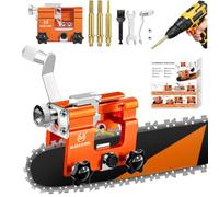 OMCCHK Kit de plantilla de afilador de motosierra portátil, herramienta de afilado de manivela con 3 cepillos de limpieza de rebabas de afilado, accesorios para motosierra eléctrica, jardinería