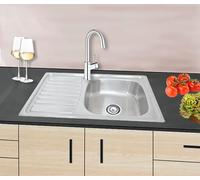 Omeere, Fregadero empotrable cuadrado pequeño, 80 x 50 cm, acero inoxidable 304, grosor de material 0,8 mm, fregadero de cocina cuadrado, 1 lavabo, fregadero bajo encimera (estante izquierdo)