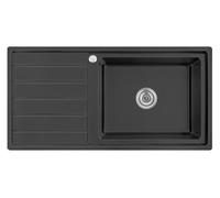 Omeere, fregadero empotrable de 100x50x21 cm con gran cubeta de 50x40 cm, fregadero de cocina de acero inoxidable 304 con un espesor de 0,9 mm, fregadero de cocina, angular, 1 cubeta, superficie de