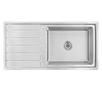 Omeere, Fregadero incorporado de 100 x 50 x 21 cm con gran cuenco, 50 x 40 cm, Fregadero de cocina, Acero inoxidable 304, Grosor del material 0,9 mm, Fregadero cuadrado, 1 cuenco, Escurridor R20