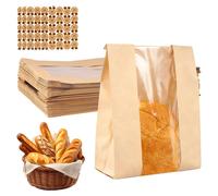 Omgoods - 100 bolsas de papel kraft para pan, con ventana - Ideales para pan y productos de repostería caseros
