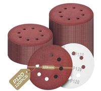 Omgoods - 120 hojas de papel de lija con sistema de sujeción por velcro, de 125 mm, para diversas tareas de lijado