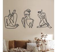 Omgoods - 3 piezas de decoración de pared de metal - Diseño abstracto minimalista de una mujer