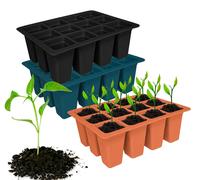 Omgoods - Bandeja de inicio de semillas, juego de 3 unidades - Bandeja de siembra reutilizable - Bandeja flexible para germinación - Diseño transpirable - Material de silicona - Ideal para verduras y 