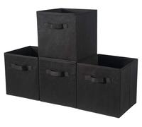 Omgoods - Caja de almacenamiento con tapa - Juego de 4 - Cesta organizadora - Negra - 33 x 38 x 33 cm - Para juguetes y ropa - Cesta de almacenamiento