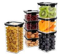 Omgoods - Contenedores herméticos para alimentos - Recipientes de almacenamiento con tapa - Recipientes transparentes - Contenedores de plástico para cereales - Juego de 8 unidades - 10,2 x 6,6 / 10,2