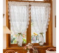 Omgoods - Cortinas cortas para cocina con bordado - 180x130 cm