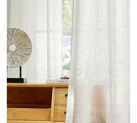 Omgoods - Cortinas de lino modernas para dormitorio - Semitransparentes y elegantes - Juego de 2 unidades, 140 x 240 cm