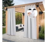 Omgoods - Cortinas exteriores impermeables, opacas, que bloquean la luz, ajustables, con cierre de velcro. 132 cm de ancho x 243 cm de alto (2 paneles). Cortinas para jardín