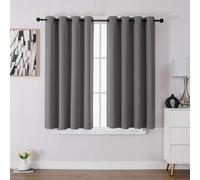 Omgoods - Cortinas opacas con aislamiento térmico - Cortinas cortas - Decoración de ventanas - 2 paneles - 137 cm de alto x 117 cm de ancho - Gris claro - Decoración para ventanas