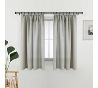 Omgoods - Cortinas opacas grises - Cortinas cortas de aspecto algodón para proteger la privacidad en dormitorios y salones - Juego de 2