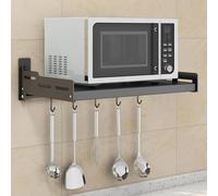 Omgoods - Estante de pared con soporte para microondas y 5 ganchos