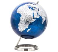 Omgoods - Globo terráqueo de 25 cm - Globo azul metálico con base de aro