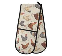 Omgoods - Guantes de horno dobles con diseño de gallos - Resistentes al calor y acolchados