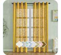 Omgoods - Juego de 2 cortinas de encaje - Cortinas semitransparentes amarillas modernas, 245x140 cm