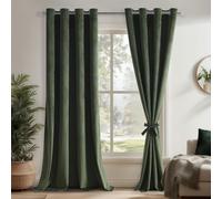 Omgoods - Juego de 2 cortinas de terciopelo color verde oliva - Cortinas modernas opacas