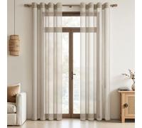 Omgoods - Juego de 2 cortinas translúcidas beige - Cortinas modernas para salón y dormitorio