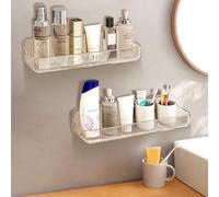 Omgoods - Juego de 2 estantes adhesivos para baño (grandes)