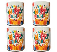 Omgoods - Juego de 4 velas de cumpleaños en soporte de vidrio