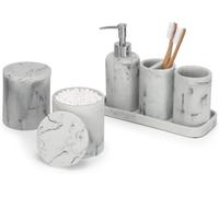 Omgoods - Juego de 6 accesorios para baño con efecto mármol