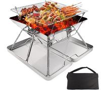 Omgoods - Parrilla portátil de carbón para camping - Parrilla plegable para exteriores