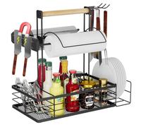 Omgoods - Portacarrocería para parrilla con soporte para rollos de papel – Organizador portátil para utensilios de barbacoa