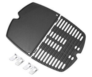 Omgoods - Rejilla para parrilla de hierro fundido - Piezas de repuesto para Weber Q100/Q1000 - 43,2 x 32 cm - 2 unidades - Ajuste perfecto - Adecuada para parrillas a gas - Plancha para parrilla